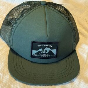 New Helly Hansen H/H Flatbrim Trucker Hat Forest Green Adjustable Strap